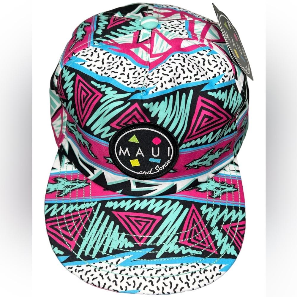 Maui & Sons Hotdogger Fresh Adjustable Flip-Up Brim SnapBack Hat, Mint, NWT